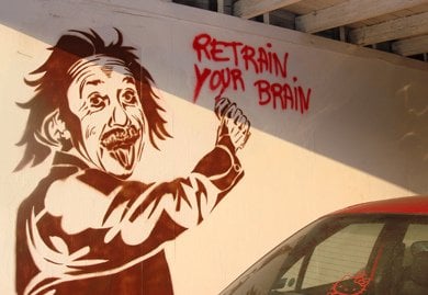 阿尔伯特·爱因斯坦喷绘《重新训练你的大脑》