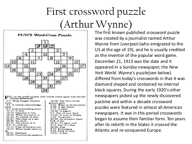 亚瑟·韦恩的第一个填字游戏