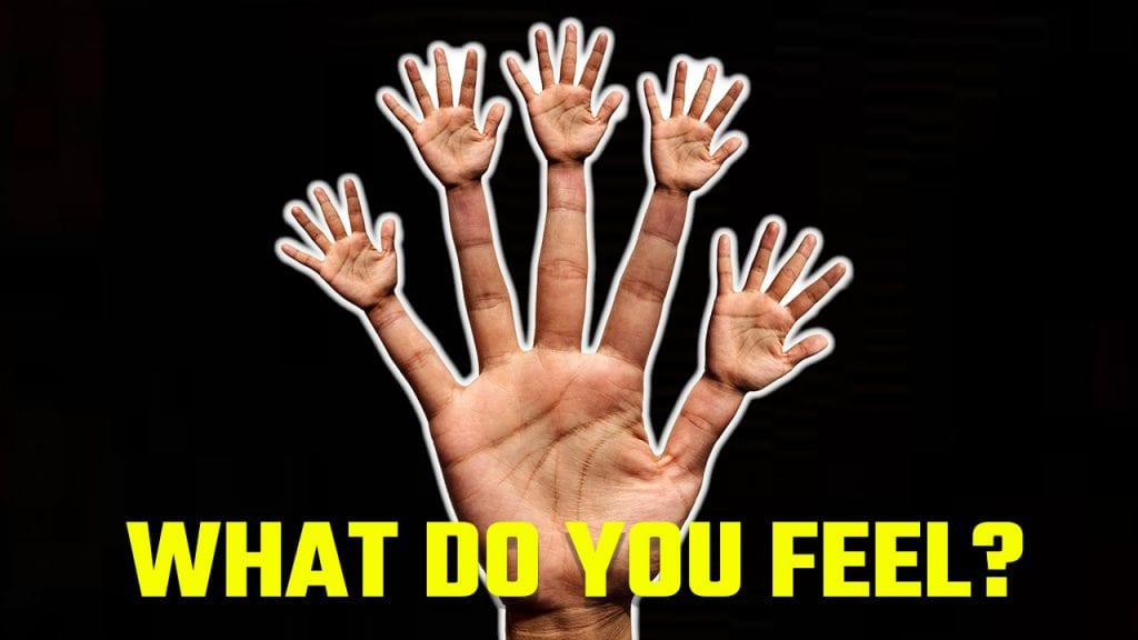 一只手的例证用在每根手指的手说明了动画片感觉记忆锻炼