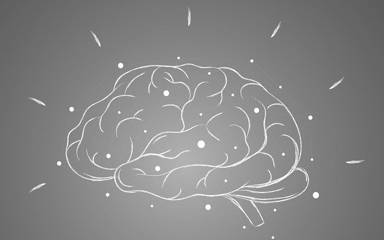人类大脑的粉笔画。痴呆症和其他记忆障碍会对大脑产生负面影响。