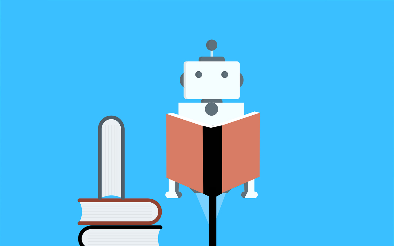 一个机器人正在阅读书籍